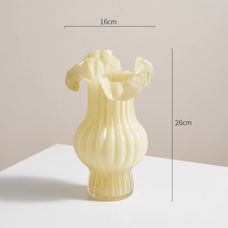 Vase-Glass with Fluted Top- Various Colors and Sizes