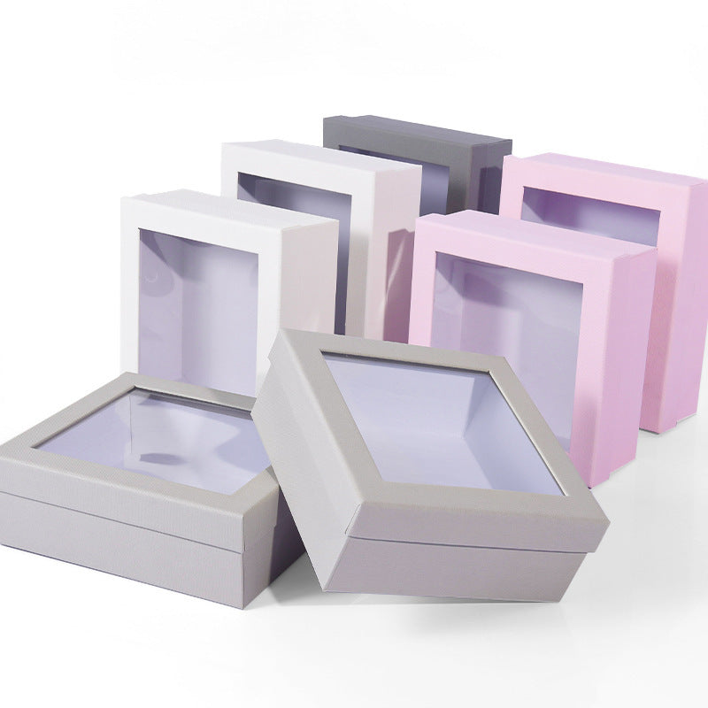 Flat Square Gift Box with Window Lid