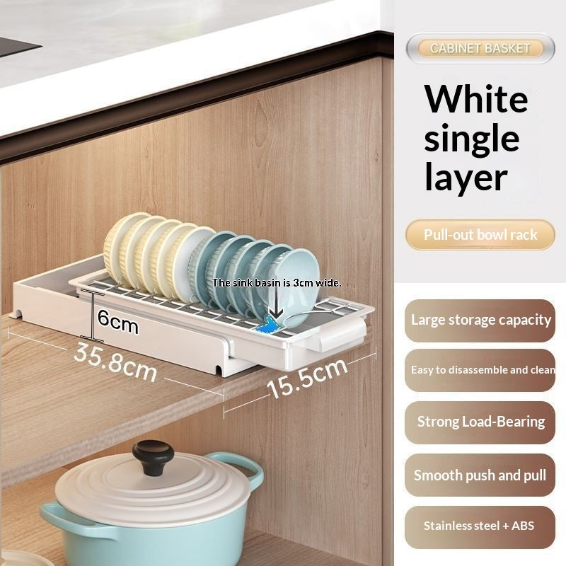 Kitchen Cabinet Built-in Pull-Out Dish Rack Drawer