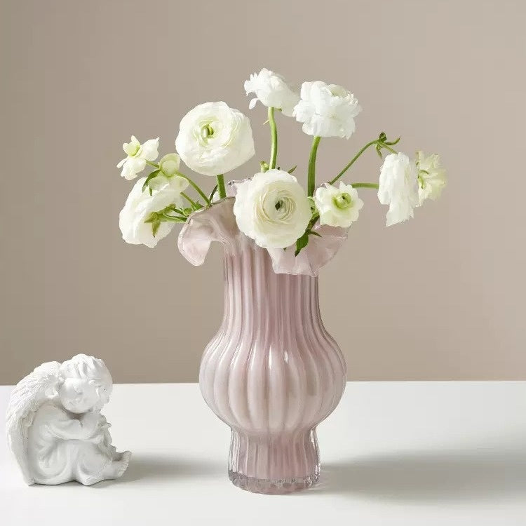 Vase-Glass with Fluted Top- Various Colors and Sizes