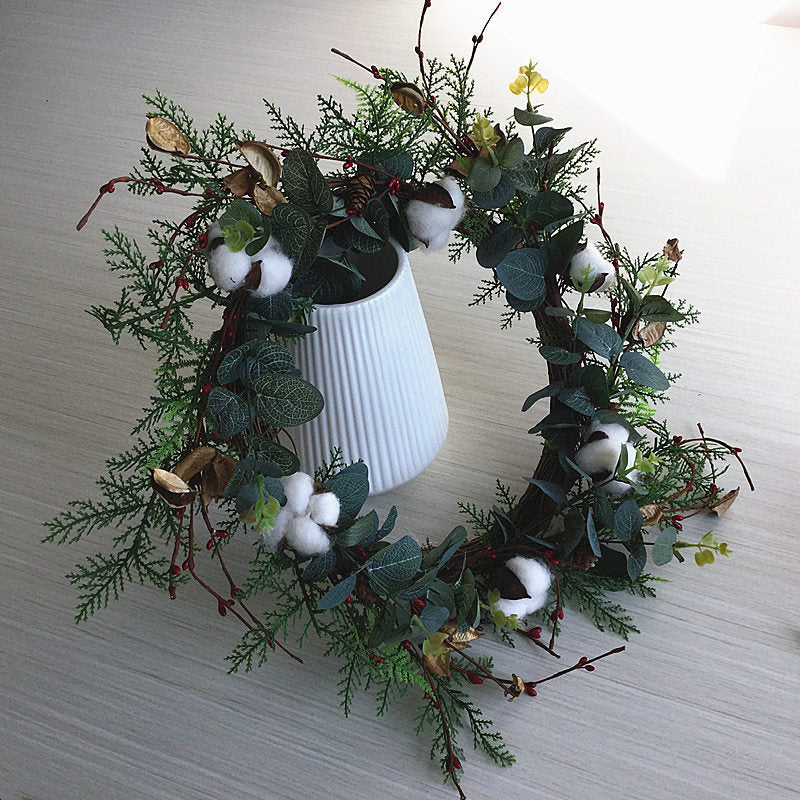 Dried Eucalyptus & Cotton Woodland Wreath