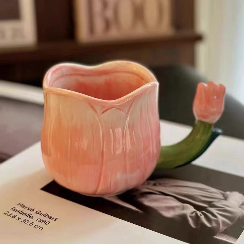 Sculpted Ceramic Tulip Mug