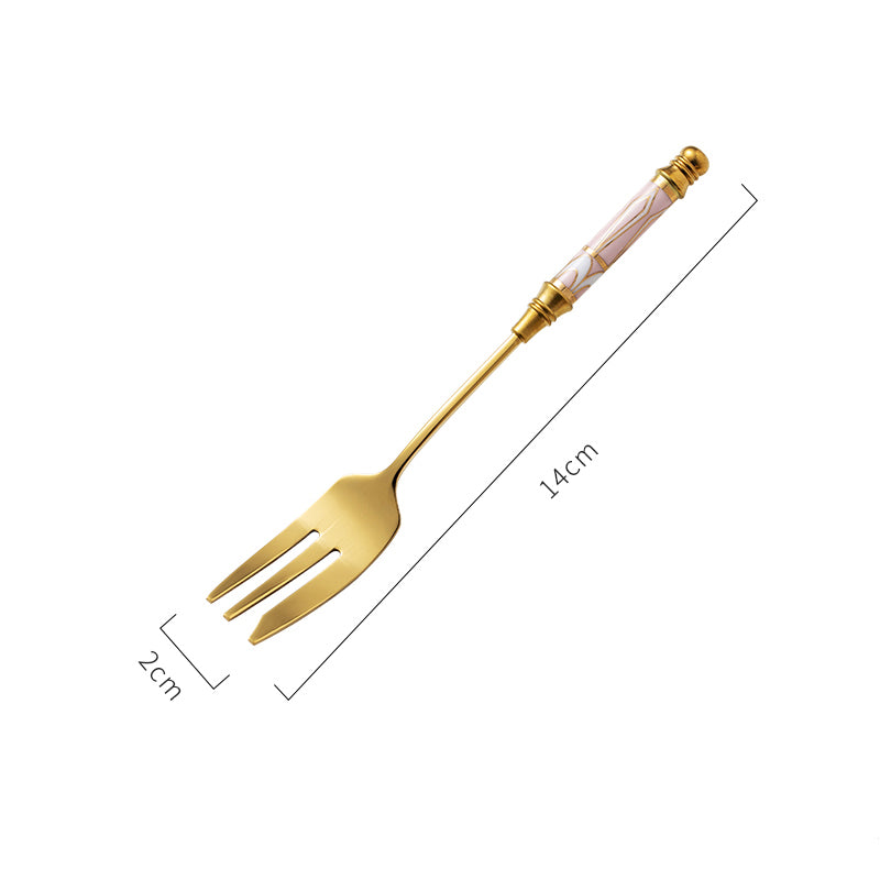 Stainless Steel Dessert Utensils with Decorated Handles
