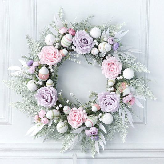 Easter Eggs & Roses Silk Wreath