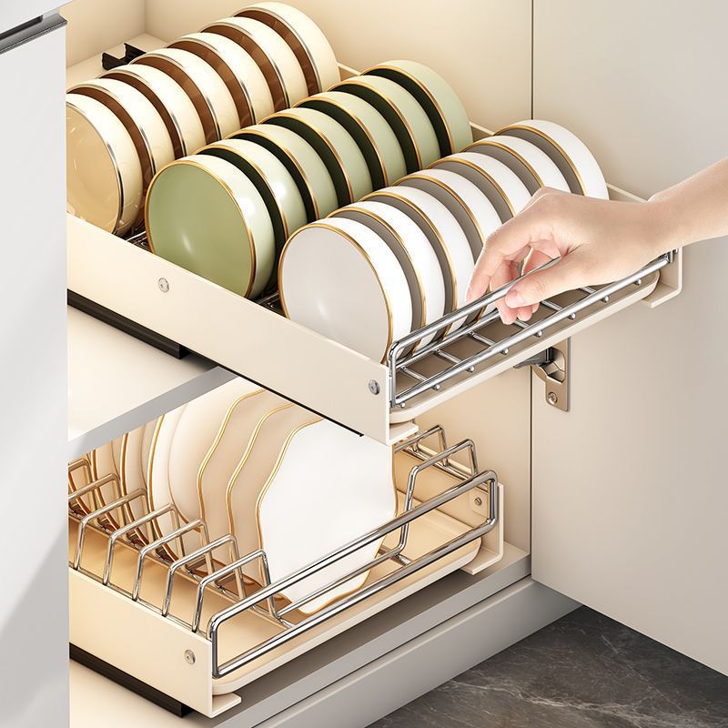 Kitchen Cabinet Pull-Out Storage Rack for Tableware
