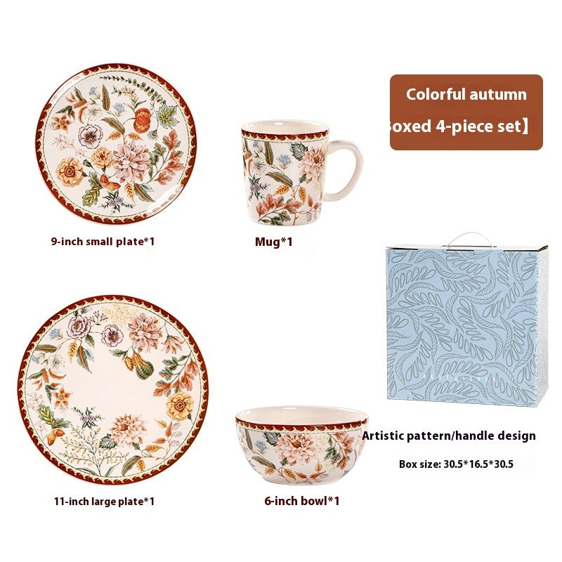 Thanksgiving Tableware: Autumn Flowers Ceramic Dinnerware