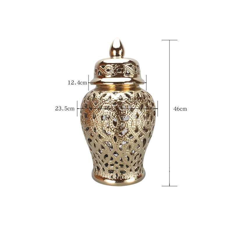 Gold Filigree Ginger Jar with Lid