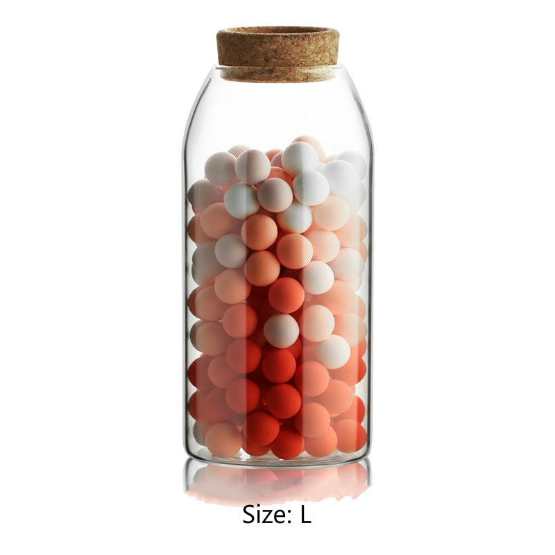 Glass Jar with Stylish Cork Ball Top