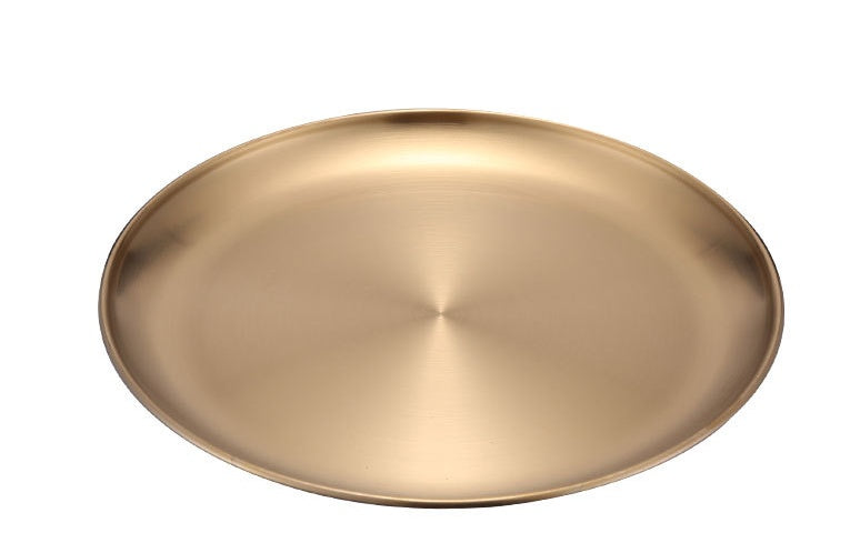 Round Gold and Silver Stainless Steel Serving Trays