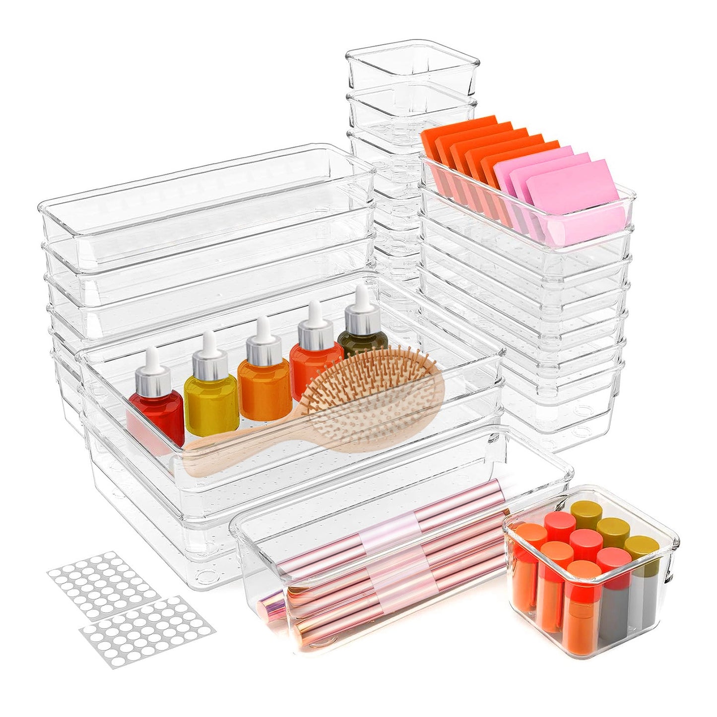 Clear Plastic Drawer Organizers-25PC