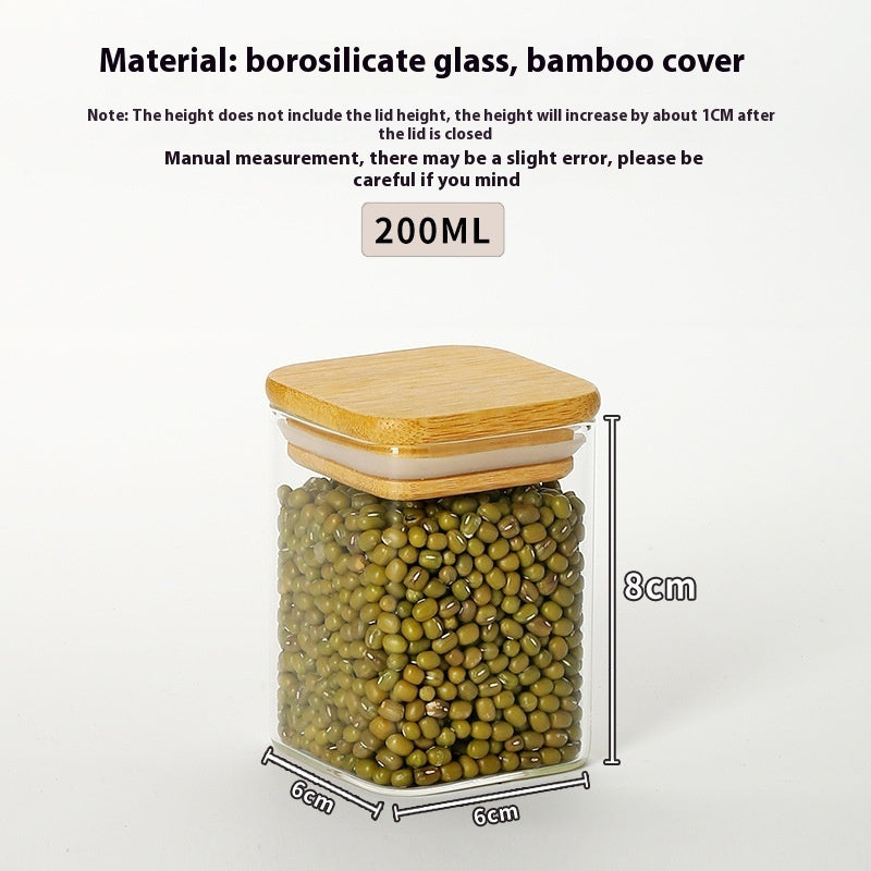 Round High Borosilicate Glass Jar-Bamboo Lid