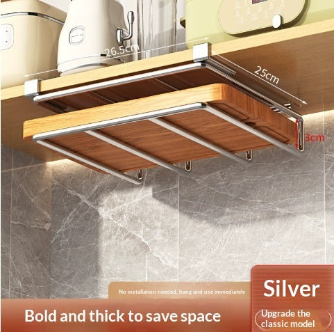 2-Tier Cutting Board Rack-Under Shelf Mount with Extra for Accessories