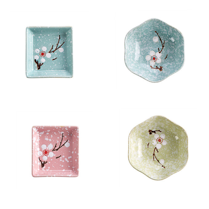 Japanese Ceramic Plum Blossom Sauce Dish