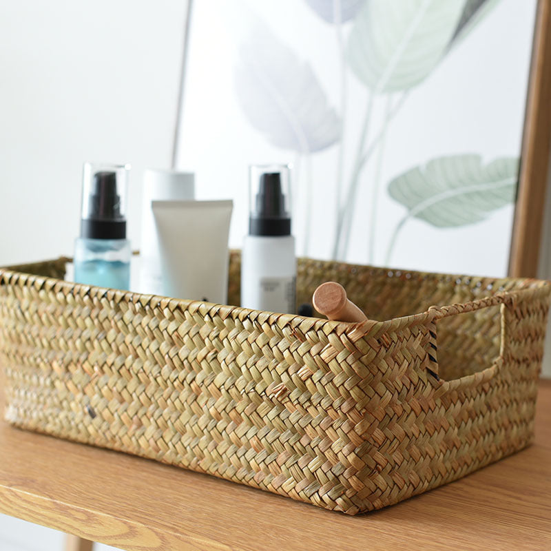 Organization & Storage: Baskets- Hand Woven Rectangular Seagrass Storage Baskets