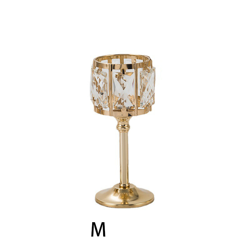 Candle Holder-Crystal Glass & Metal