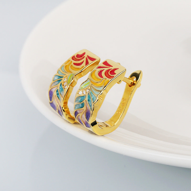 Jewelry: European Cloisonne Enamel Earrings