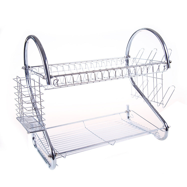 Silver Stainless Steel 2-Tier Kitchen Storage Rack