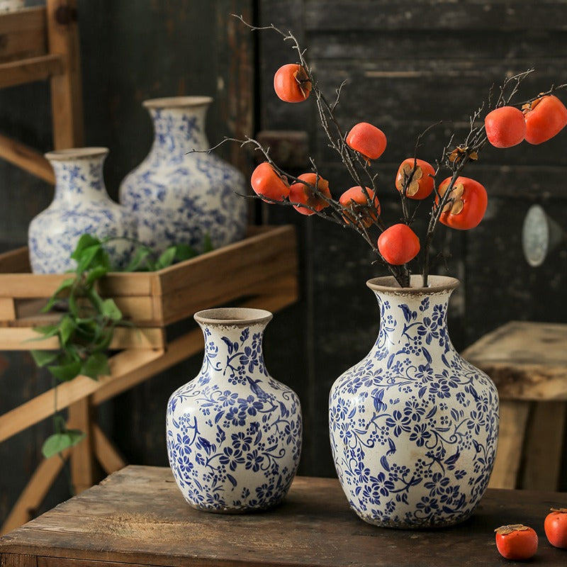 Vase-Classic Chinese Ceramic-Round-Narrow Neck