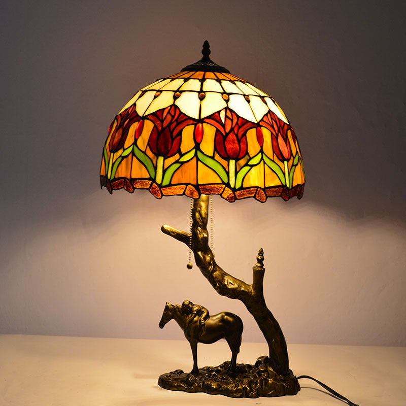 Tiffany Horse-Base Table Lamps