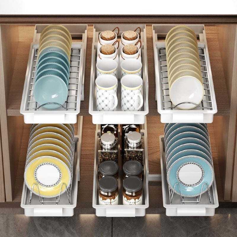 Kitchen Cabinet Built-in Pull-Out Dish Rack Drawer