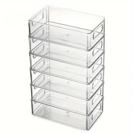 Clear Storage Containers With Handles - 6-Pack Stackable
