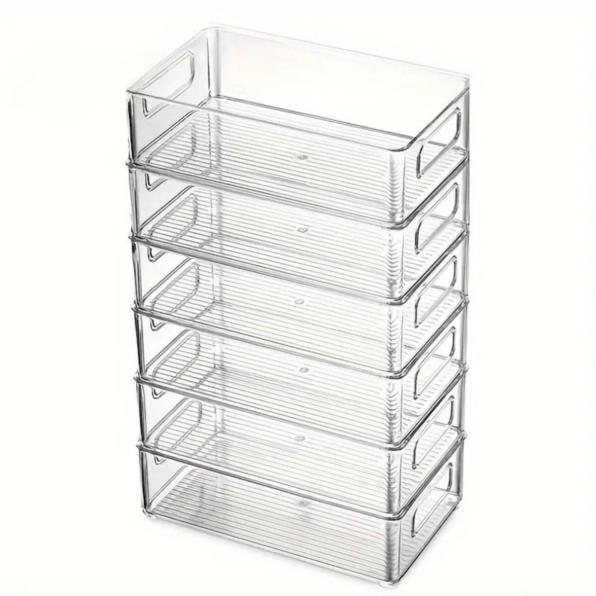 Clear Storage Containers With Handles - 6-Pack Stackable