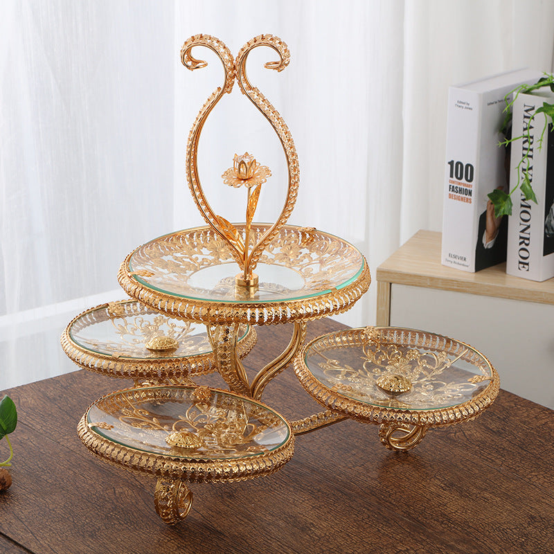 Tiered Dessert Tray-Gold & Crystal