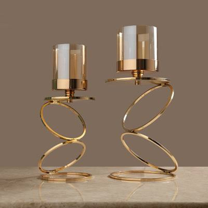 Gold Cascading Circles Candle Holder