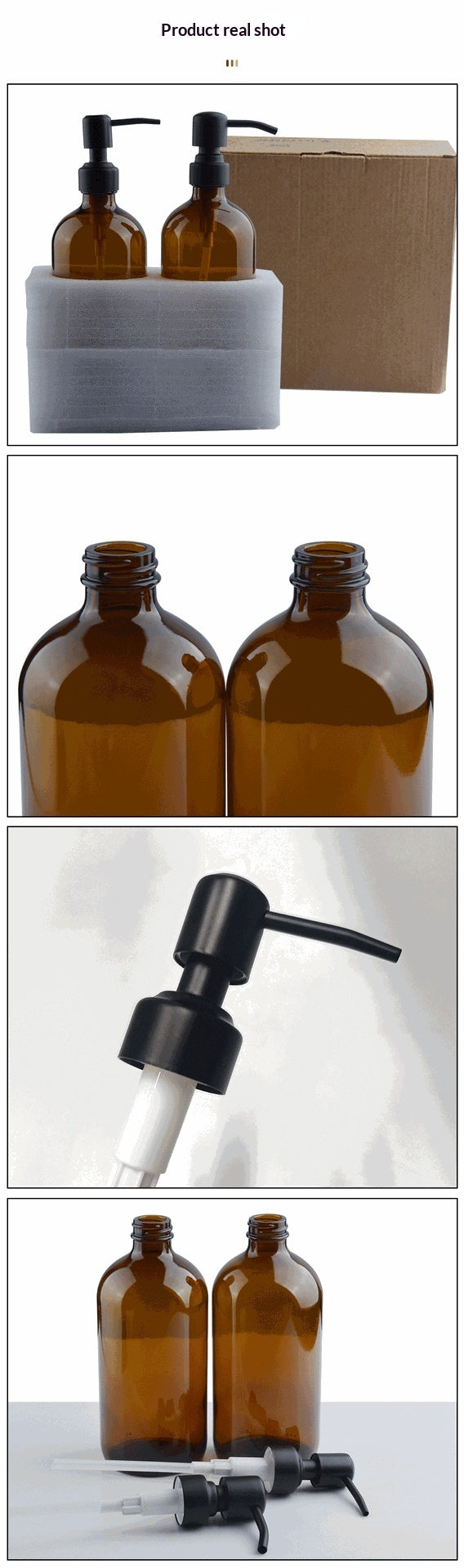 Amber Boston Round with Pump Top 500ml