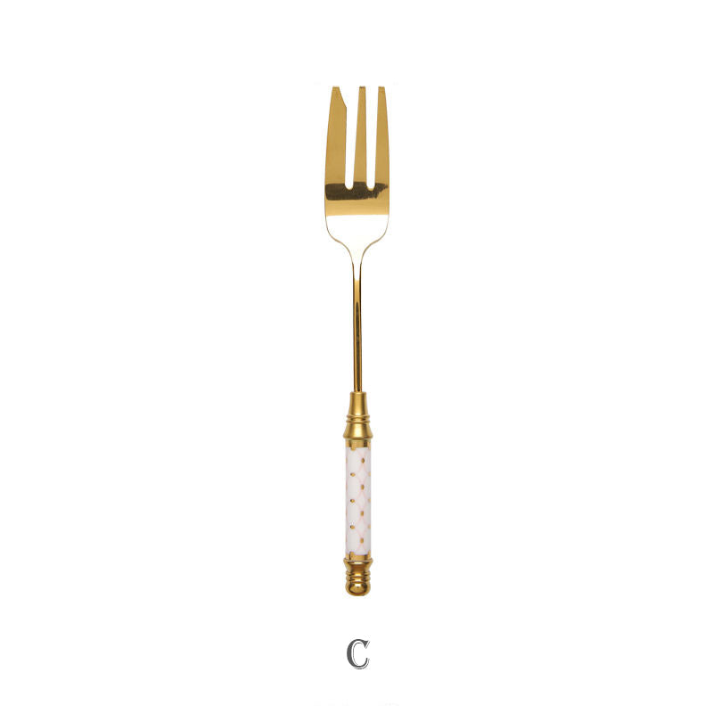 European Retro Stainless Steel Golden Dessert Fork