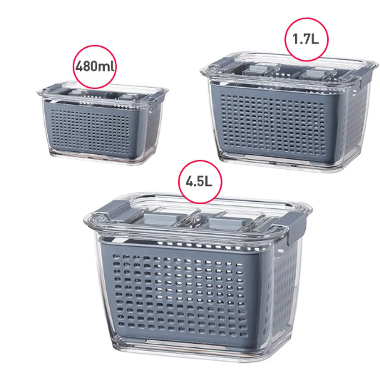 Suzannah's Kitchen Large Clear Veggie Colander & Crisper Box