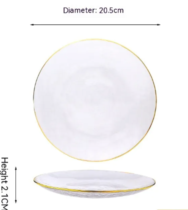 Suzannah's Kitchen Gilded Gold Rim Frosted Glass Dinnerware