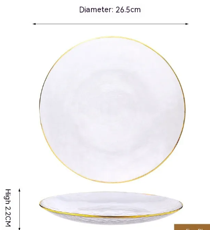 Suzannah's Kitchen Gilded Gold Rim Frosted Glass Dinnerware