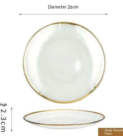 Suzannah's Kitchen Gilded Gold Rim Frosted Glass Dinnerware