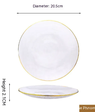 Suzannah's Kitchen Gilded Gold Rim Frosted Glass Dinnerware