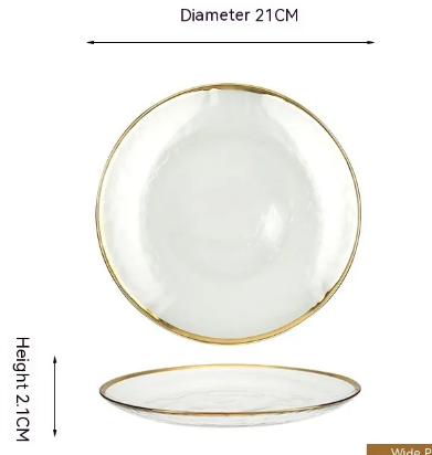 Suzannah's Kitchen Gilded Gold Rim Frosted Glass Dinnerware