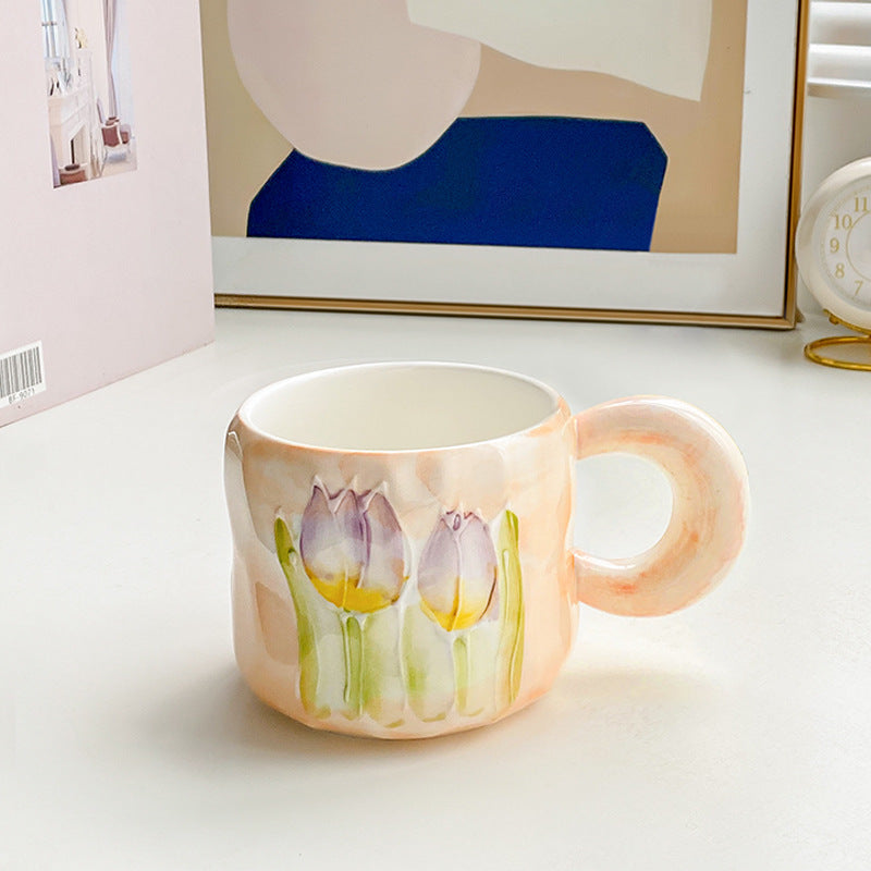 Textured Ceramic Tulip Mug