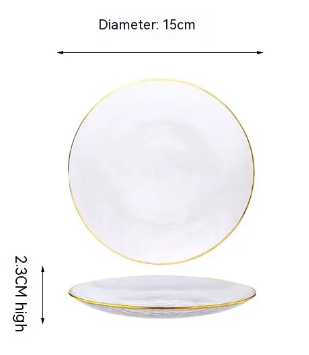 Suzannah's Kitchen Gilded Gold Rim Frosted Glass Dinnerware
