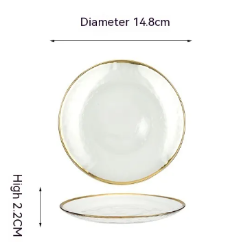 Suzannah's Kitchen Gilded Gold Rim Frosted Glass Dinnerware