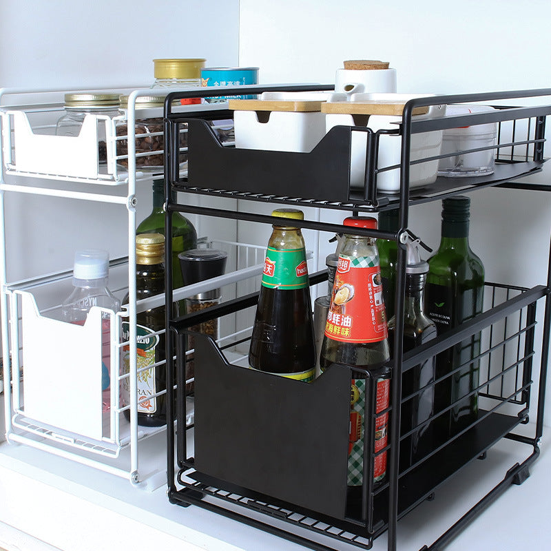 Multipurpose 2-Tier Heavy Duty Carbon Steel Pull-Out Rack