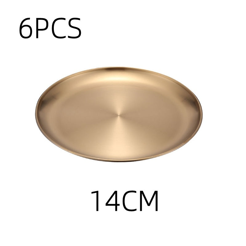 Round Gold and Silver Stainless Steel Serving Trays