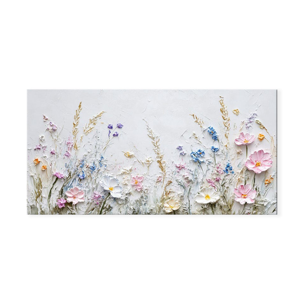Suzannah's Kitchen Handmade Oil on Canvas Painting with Thick Dimensional Flowers