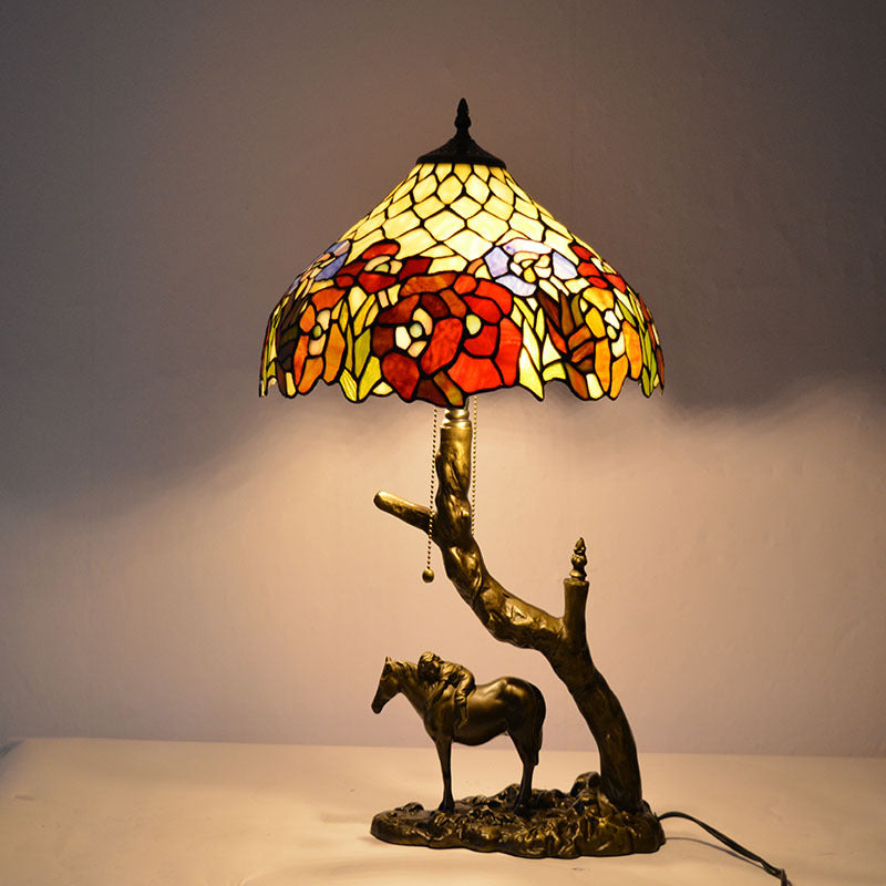 Tiffany Horse-Base Table Lamps