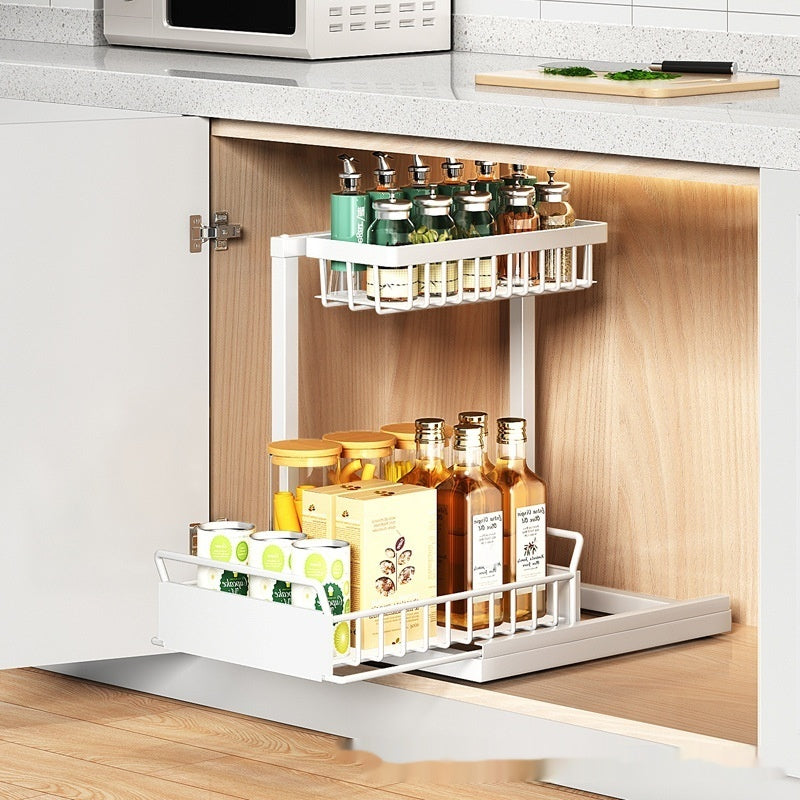 Kitchen Cabinet 2-Tier Pull-Out Organizer Rack