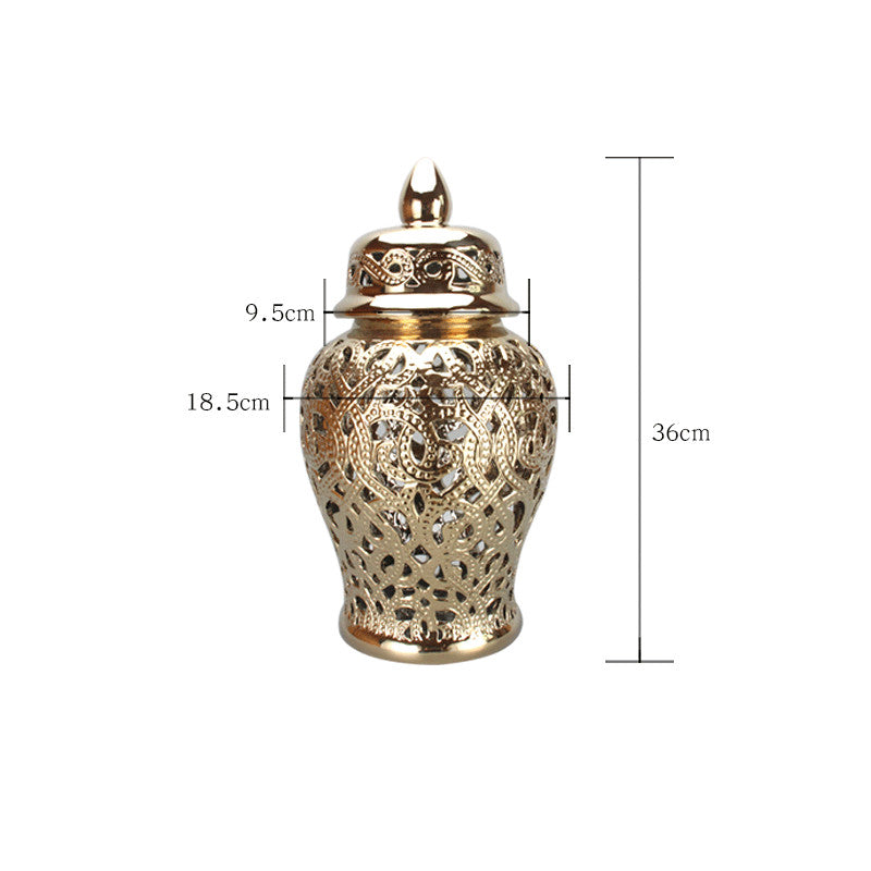 Gold Filigree Ginger Jar with Lid