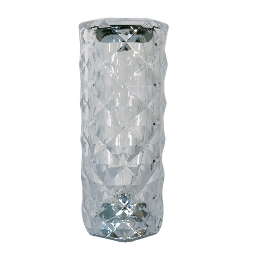 Lamps: Diamon Cut Crystal Cylindrical Table Lamp