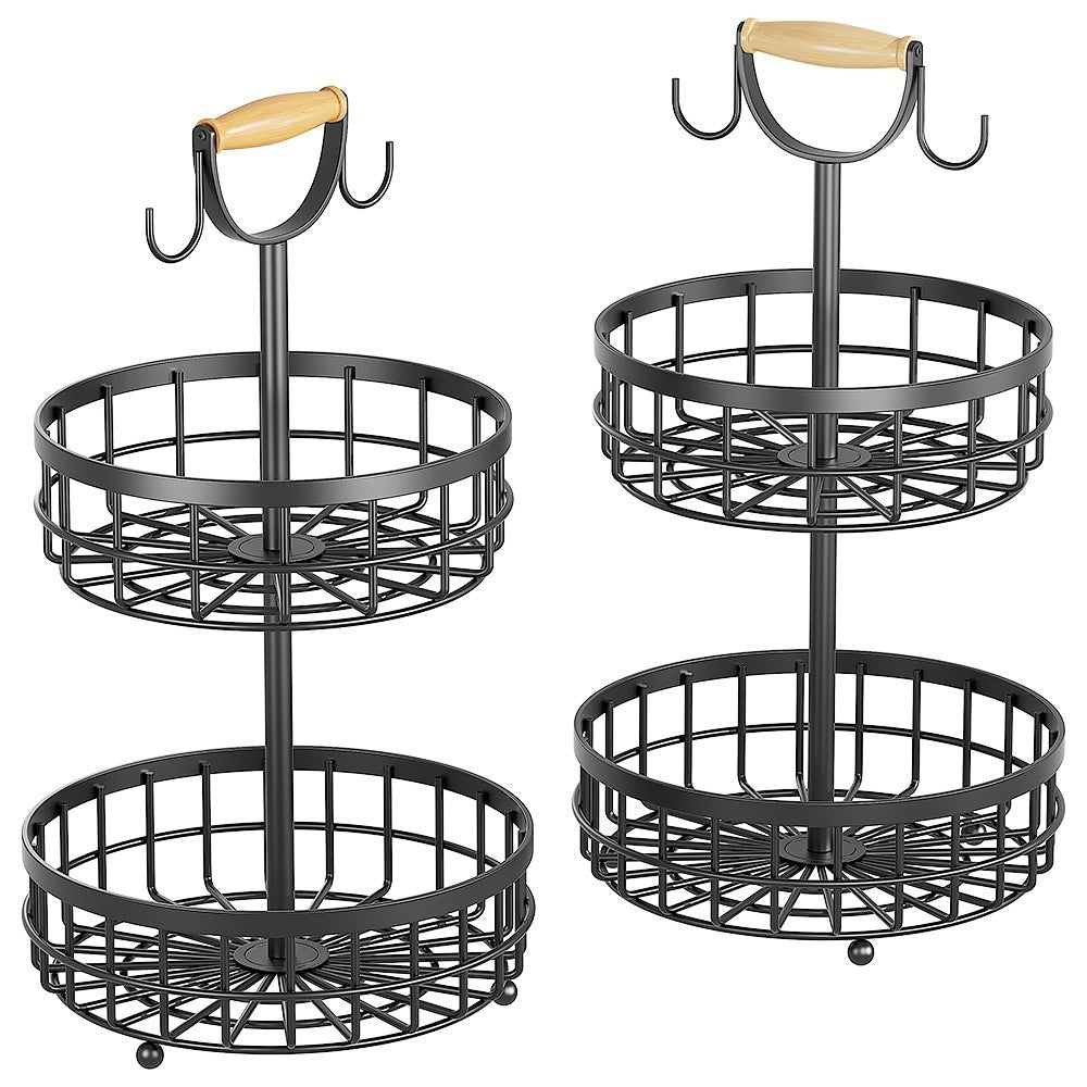 2-Tier Kitchen Fruit Basket with banana hooks