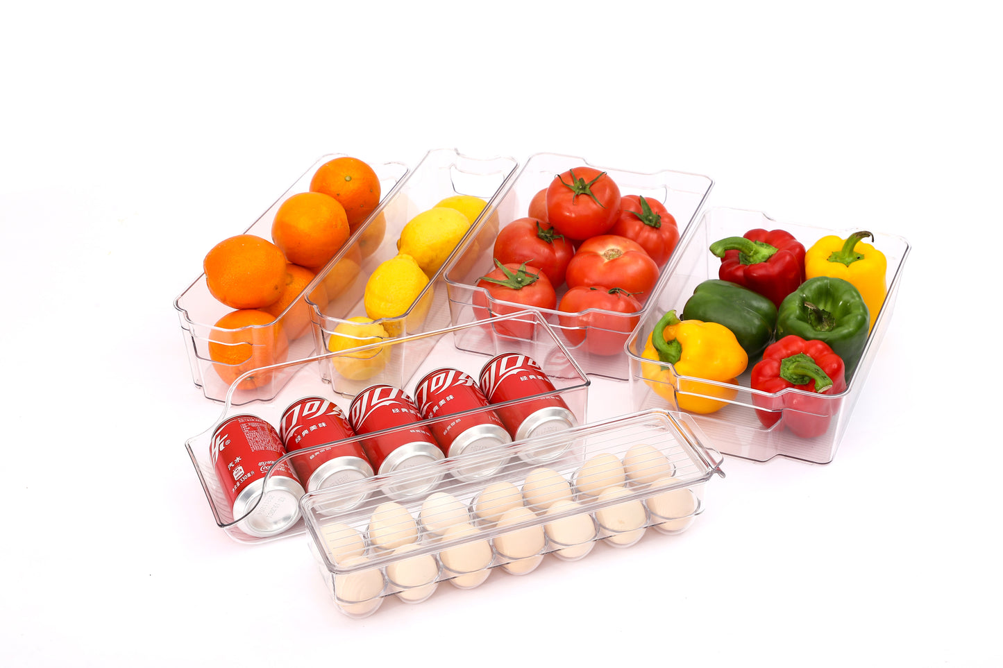 6PC Clear Stackable Refrigerator Bins