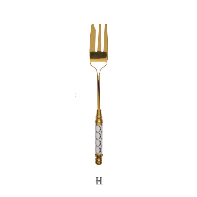 European Retro Stainless Steel Golden Dessert Fork