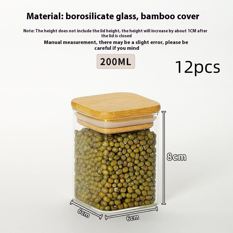 Round High Borosilicate Glass Jar-Bamboo Lid